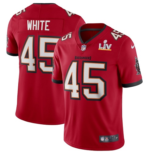 Men's Tampa Bay Buccaneers #45 Devin White Red NFL 2021 Super Bowl LV Limited Stitched Jersey